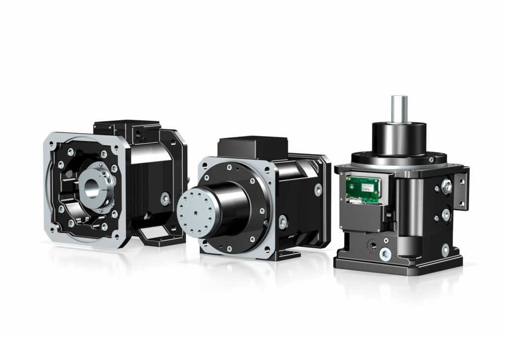 A STOBER two-speed gearbox, featuring an impressive loss-optimized direct gear and a high-precision, helical planetary gear unit.